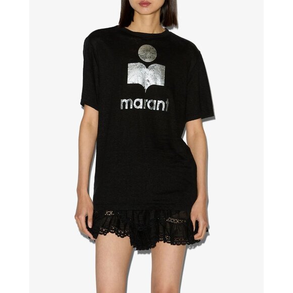 Isabel Marant Etoile Zewel Short Sleeve Logo T-Shirt in Black - Picture 2 of 4